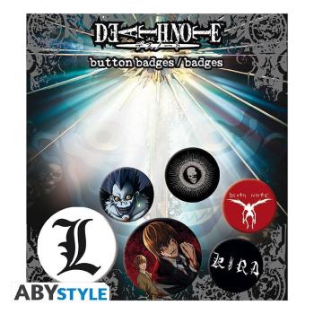 Death Note - Badge Pack - Mix Finden Sie Ryik, Licht und die kultigsten Symbole von Death Note auf diesem Abzeichen von ABYstyle! Was ist mit dir? Was ist Ihre Definition von Gerechtigkeit? L's oder Kiras?